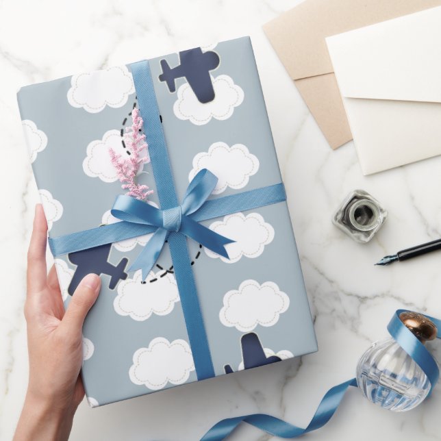 Papier Cadeau Nuages d'avion Motif Ciel bleu (Cadeaux)