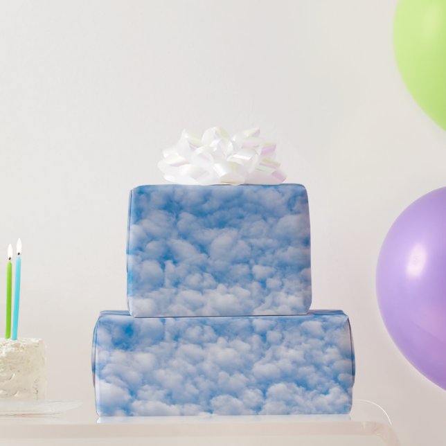 Papier Cadeau Nuages de bulles dans le ciel bleu Nature Photo Ma (Cadeaux de fête)