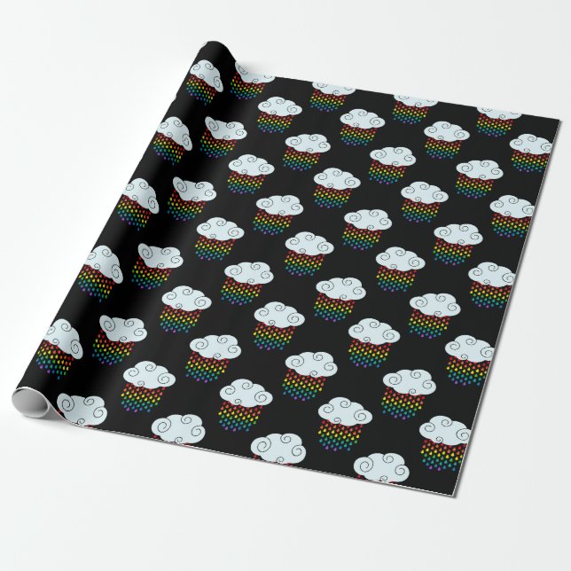 Papier Cadeau Nuages de pluie arc-en-ciel (Déroulé)