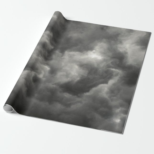 PAPIER CADEAU NUAGES GRIS DANS LE CIEL (Déroulé)