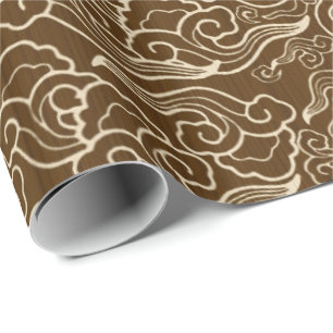 Papier Cadeau Nuages japonais vintages, Brown au chocolat