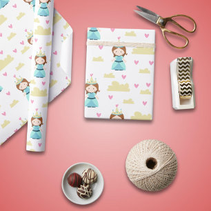 Papier Cadeau Nuages Jaunes mignons et princesses à motifs