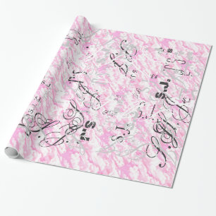 Papier Cadeau Nuages roses fuchsia festifs décoration