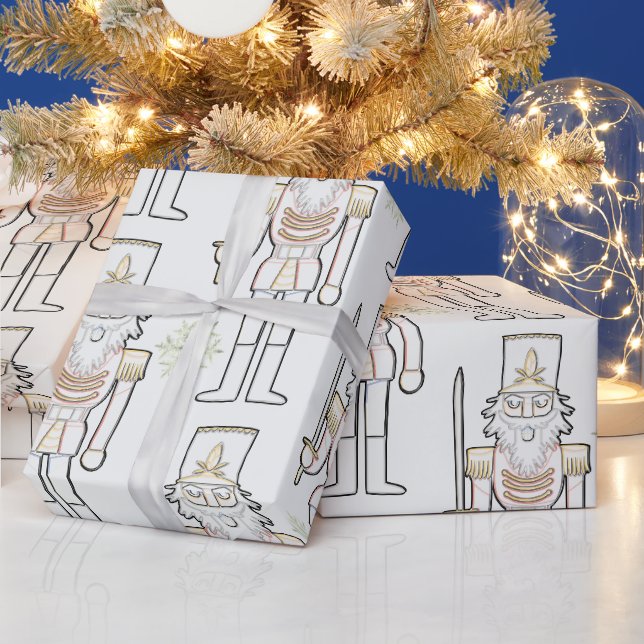 Papier Cadeau Nuancier Shadow Outline Snowflakes Blanc (Vacances)
