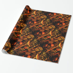 Papier Cadeau NUIT DE COLLECTION POMPEII AVEC ROSES, Rouge