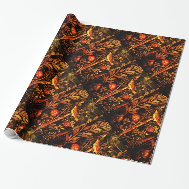 Papier Cadeau NUIT DE COLLECTION POMPEII AVEC ROSES, Rouge (Déroulé)