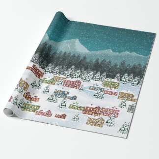 Papier Cadeau Nuit de Noël - Paysage de neige de Mountain City