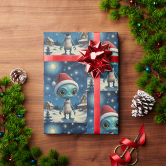 Papier Cadeau Nuit étoilée Alien mignonne Noël