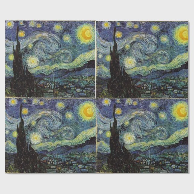 Papier Cadeau Nuit étoilée par Vincent van Gogh. (Plat)