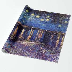 Papier Cadeau Nuit étoilée sur le Rhône par Van Gogh. Vintage
