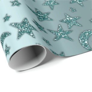Papier Cadeau Nuit turquoise scintillante de parties