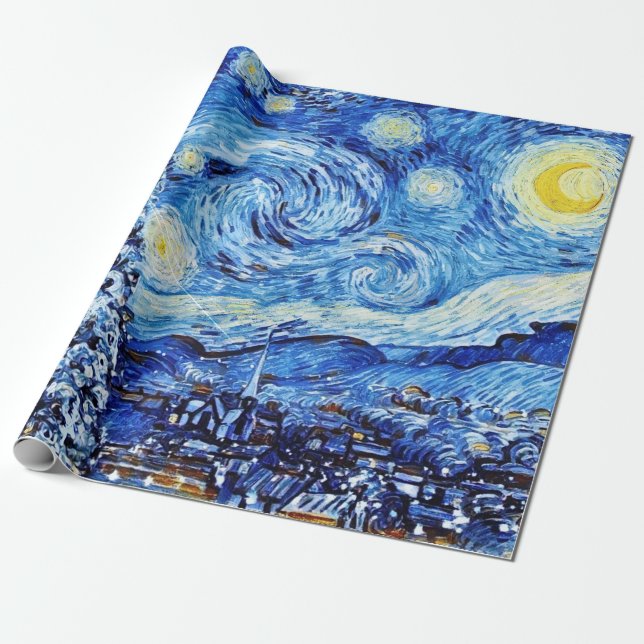 Papier Cadeau Nuit Van Gogh Starry - Arbre de Noël (Déroulé)