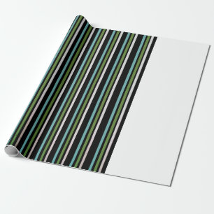 Papier Cadeau Numérique à bande noire, blanche et verte
