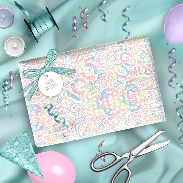 Papier Cadeau Numéro d'anniversaire Nuage de mot Cent A ID270 (Créateur téléchargé)