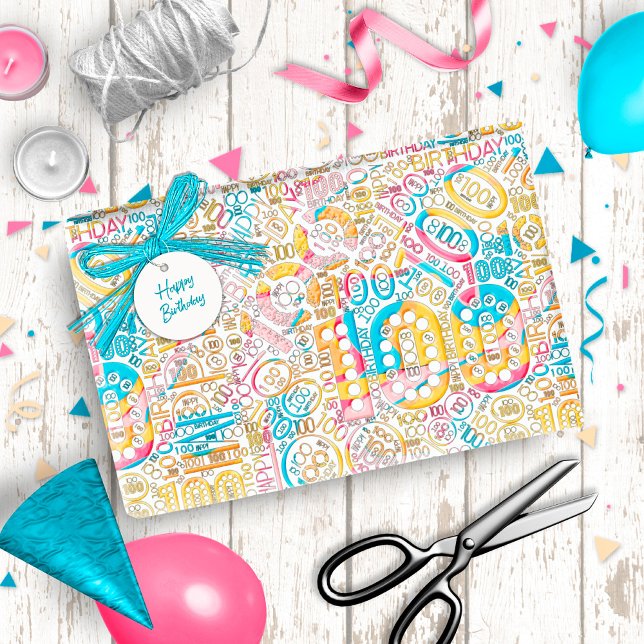 Papier Cadeau Numéro d'anniversaire Nuage de mot Cent B ID270 (Créateur téléchargé)