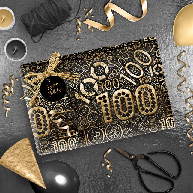 Papier Cadeau Numéro d'anniversaire Nuage de mot Cent C ID270 (Créateur téléchargé)