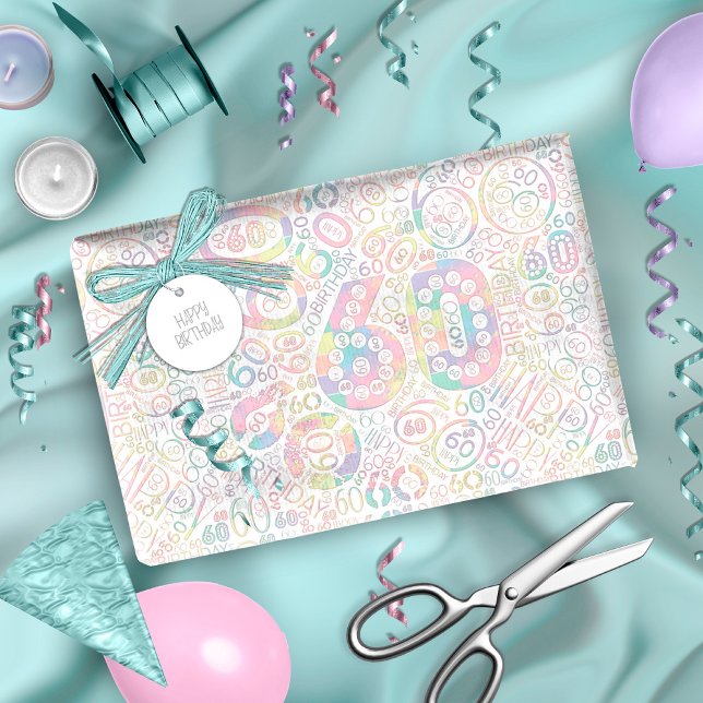 Papier Cadeau Numéro d'anniversaire Nuage de mot Soixante A ID27 (Créateur téléchargé)