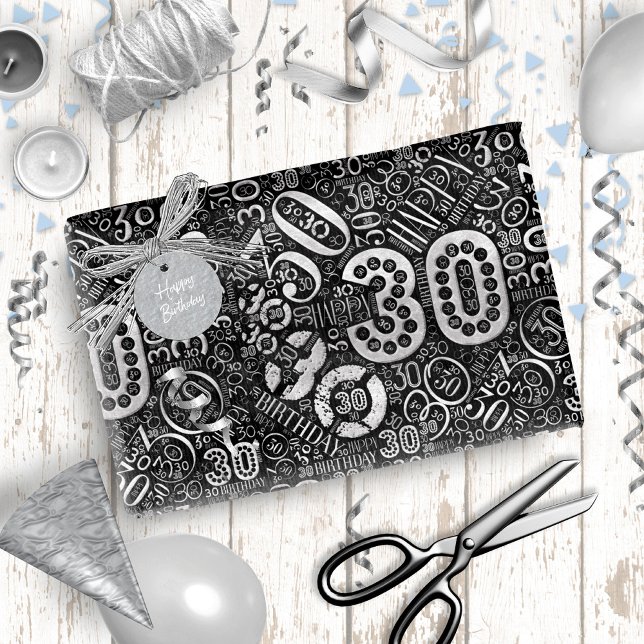 Papier Cadeau Numéro d'anniversaire Nuage de mot Trente D ID270 (Créateur téléchargé)