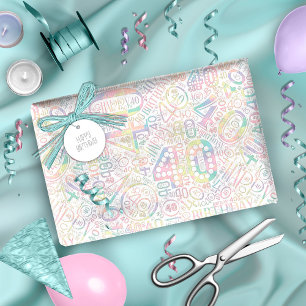 Papier Cadeau Numéro d'anniversaire Nuage de mots Quarante A ID2