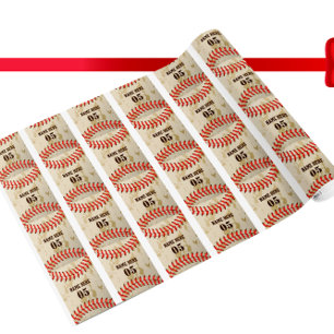 Papier Cadeau Numéro de base-ball Vintage personnalisé Rétro
