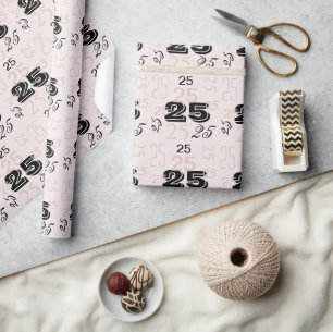 Papier Cadeau Numéros de coquille noire rose pâle Personnalisés
