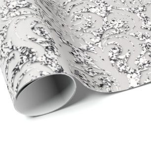 Papier Cadeau Nuptiale métallique royal de gris argenté de