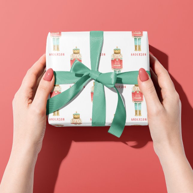 Papier Cadeau Nutcracker aquarelle botanique mignon fils de Noël (Créateur téléchargé)