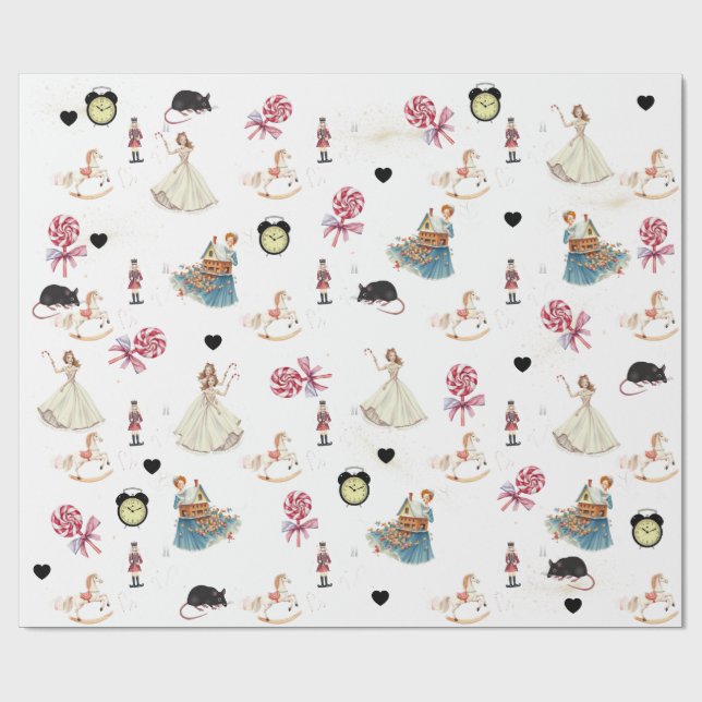 Papier Cadeau Nutcracker Mother Ginger Sweets Wrapping Paper (Plat)