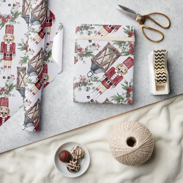 Papier Cadeau Nutcracker Pine Holly Lanterne Noël (Artisanat)