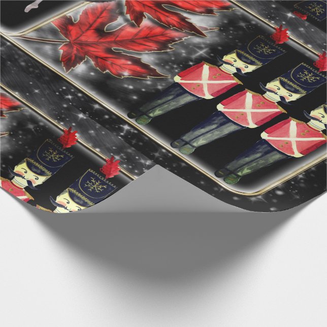 Papier Cadeau Nutcracker Trio Ballerina Feuilles rouges (Coin)