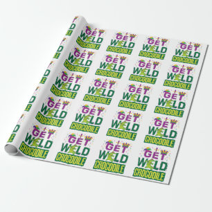 Papier Cadeau Obtenez le crocodile sauvage Mardi Gras Alligator