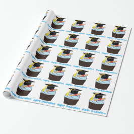 Papier Cadeau Obtention du diplôme heureuse avec le petit gâteau