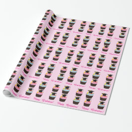 Papier Cadeau Obtention du diplôme heureuse avec le petit gâteau