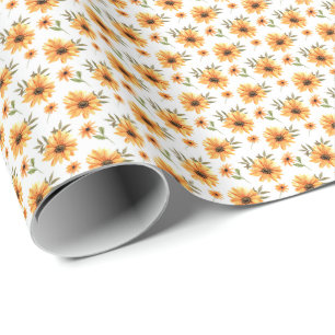 Papier Cadeau Occasion botanique de tournesol jaune