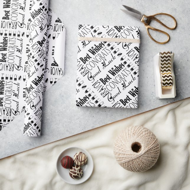 Papier Cadeau Occasion des Meilleurs voeux Noir/Blanc (Artisanat)