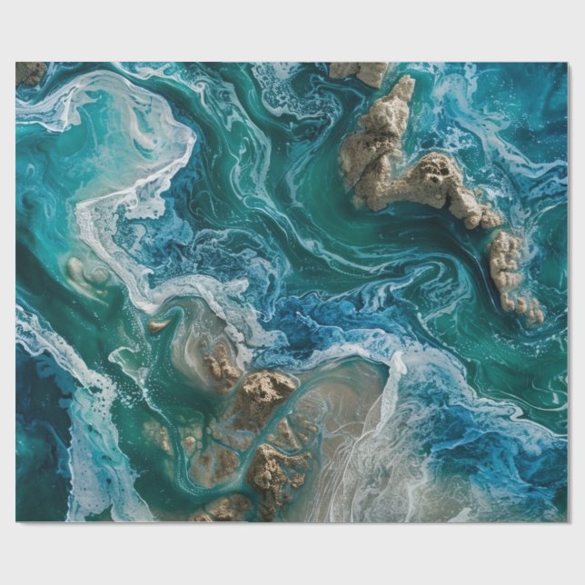 Papier Cadeau Océan bleu (Plat)