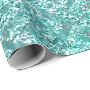 Papier Cadeau Ocean Blue Aqua Tiffany Parties scintillant métall