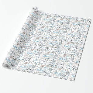 Papier Cadeau Ocean Shells Starfish Beach Typographie