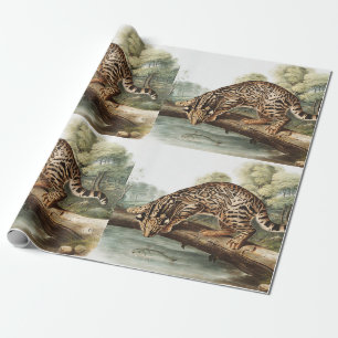 Papier Cadeau Ocelot, chat léopard (Felis pardalis) Illustration