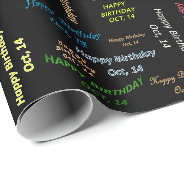 Papier Cadeau Octobre, 14 Anniversaire Cadeau Papier (Coin rond)