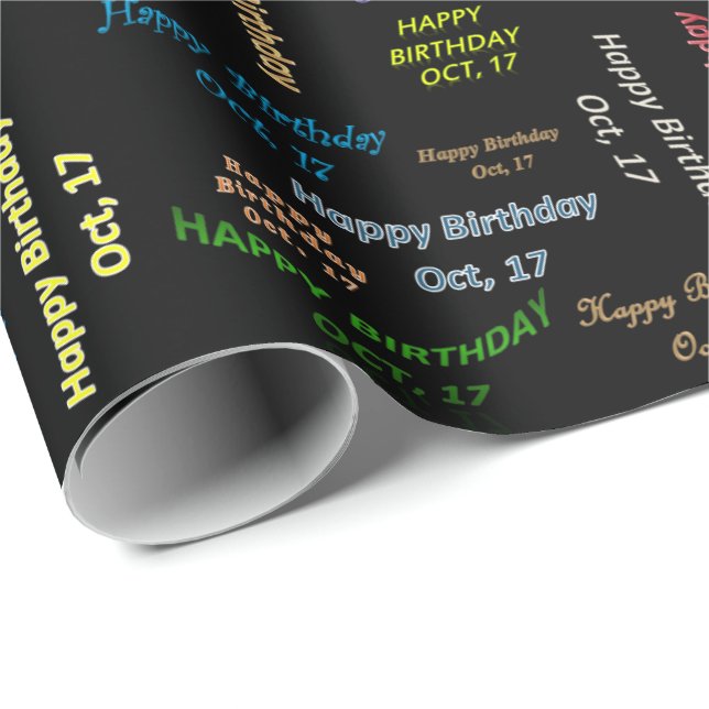 Papier Cadeau Octobre, 17 Anniversaire Cadeau Papier (Coin rond)