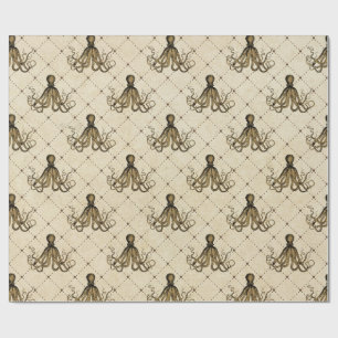 Papier Cadeau Octopus Nautique vintage