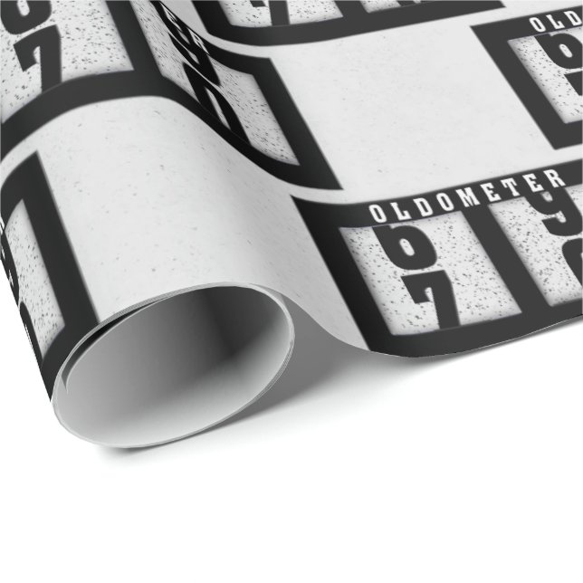 Papier Cadeau Odomètre noir pour 70e anniversaire (Coin rond)