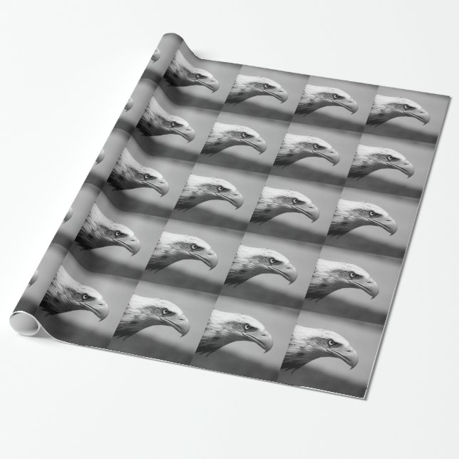 Papier Cadeau Oeil d'aigle noir et blanc (Déroulé)