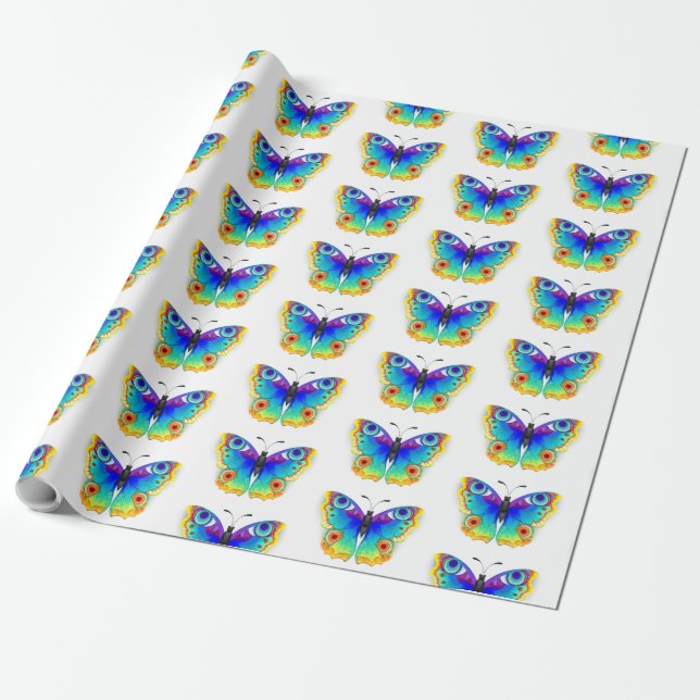 Papier Cadeau Oeil de paon arc-en-ciel (Déroulé)