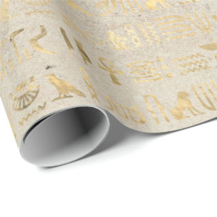Papier Cadeau OEil d'or Pharaon égyptien hiéroglyphique égypt