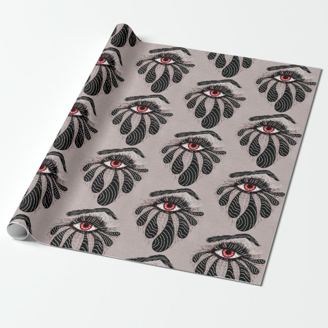 Papier Cadeau Oeil rouge Larmes noires Café gothique (Déroulé)