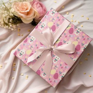 Papier Cadeau Oeuf de Pâques Aquarelle Bunny Motif de printemps