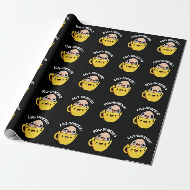 Papier Cadeau Oeuf spresso Drôle Oeuf Coffee Pun BG foncé (Déroulé)