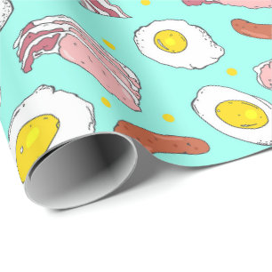 Papier Cadeau Oeufs Bacon Saucisses Petit déjeuner Motif aliment